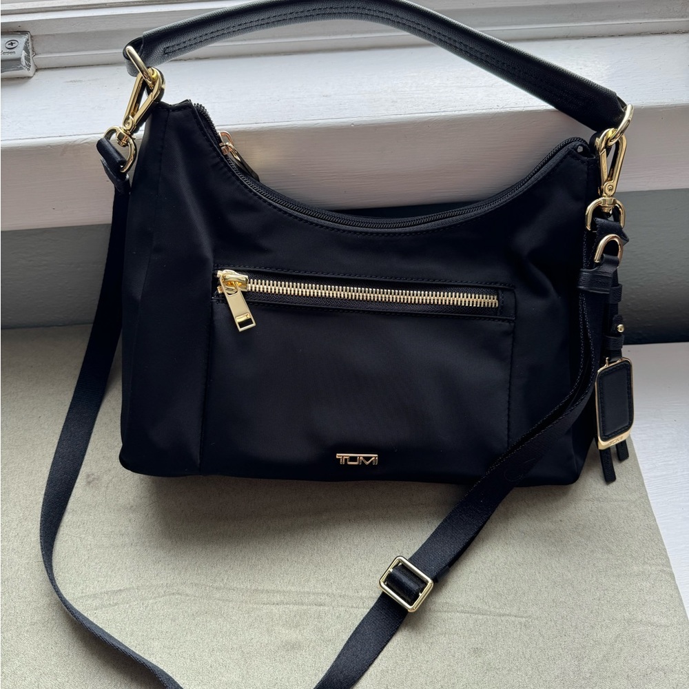 Tumi Voyageur Adelaide Hobo Crossbody Black Nylon Purse